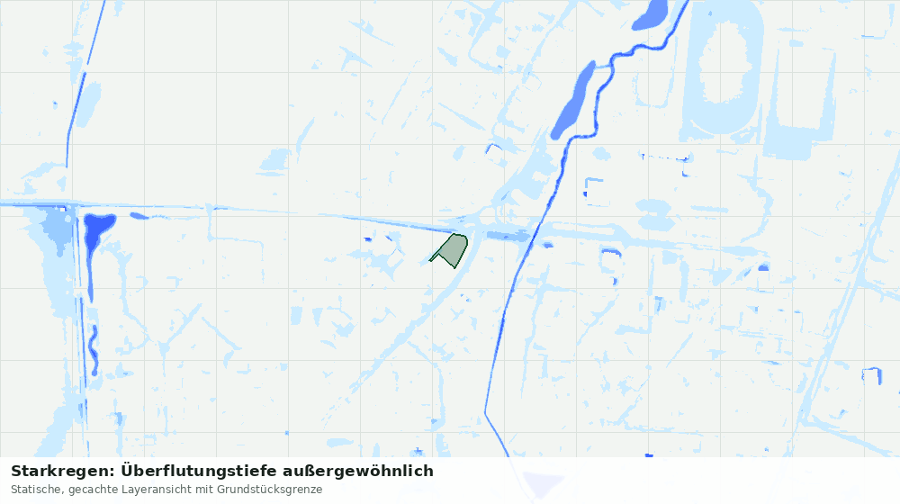 Statische Kartenansicht: Starkregen: Überflutungstiefe außergewöhnlich