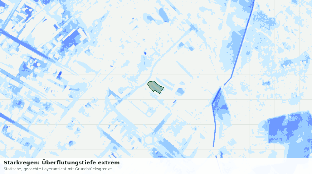 Statische Kartenansicht: Starkregen: Überflutungstiefe extrem