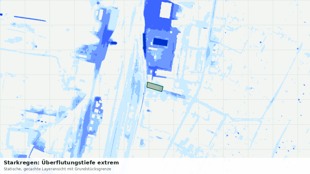 Statische Kartenansicht: Starkregen: Überflutungstiefe extrem