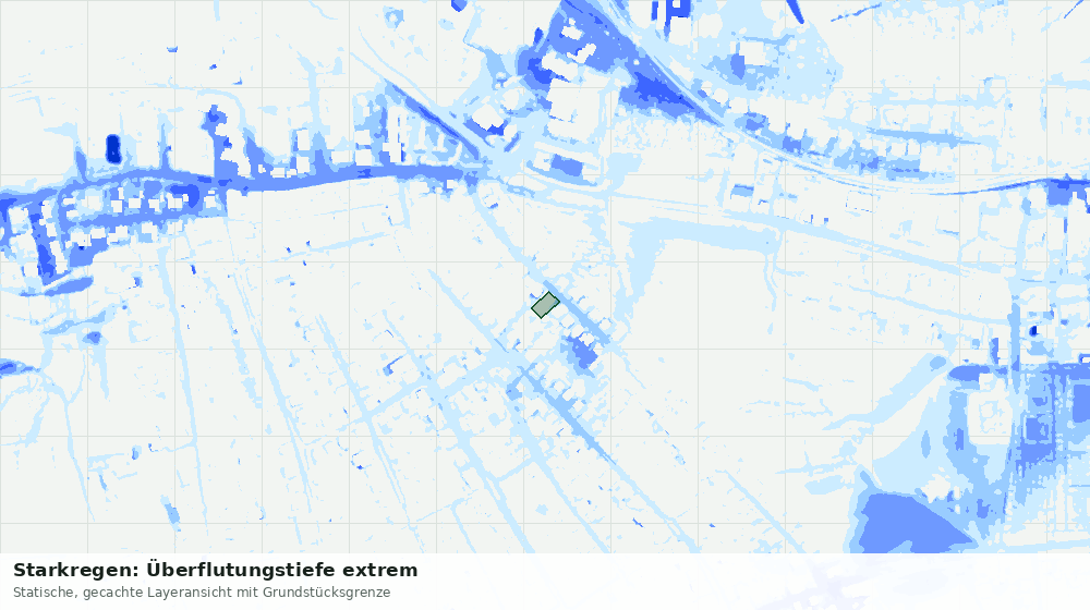 Statische Kartenansicht: Starkregen: Überflutungstiefe extrem