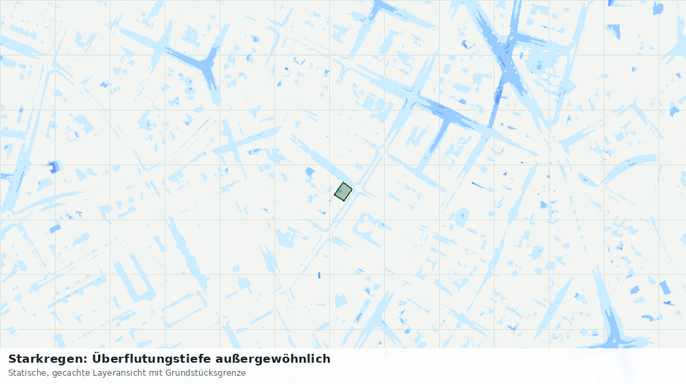 Statische Kartenansicht: Starkregen: Überflutungstiefe außergewöhnlich