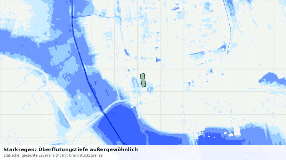 Statische Kartenansicht: Starkregen: Überflutungstiefe außergewöhnlich