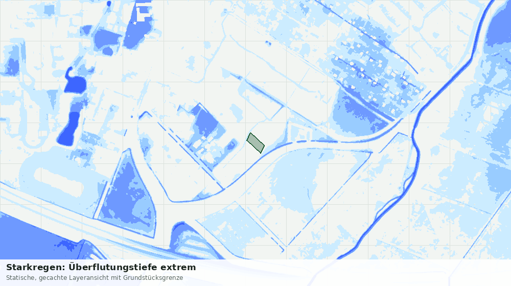 Statische Kartenansicht: Starkregen: Überflutungstiefe extrem