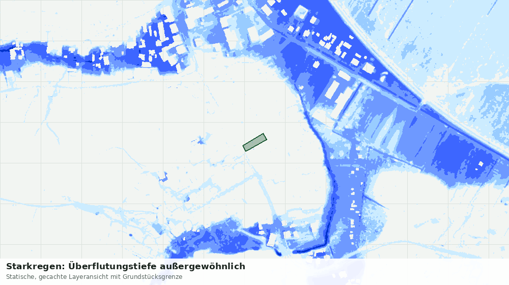 Statische Kartenansicht: Starkregen: Überflutungstiefe außergewöhnlich