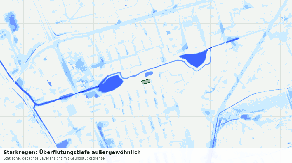Statische Kartenansicht: Starkregen: Überflutungstiefe außergewöhnlich