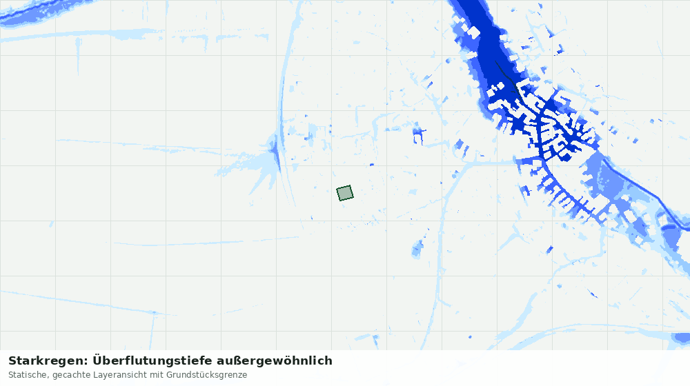 Statische Kartenansicht: Starkregen: Überflutungstiefe außergewöhnlich