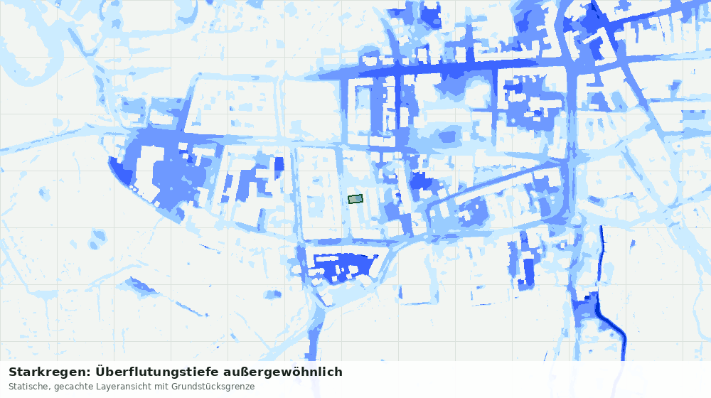 Statische Kartenansicht: Starkregen: Überflutungstiefe außergewöhnlich
