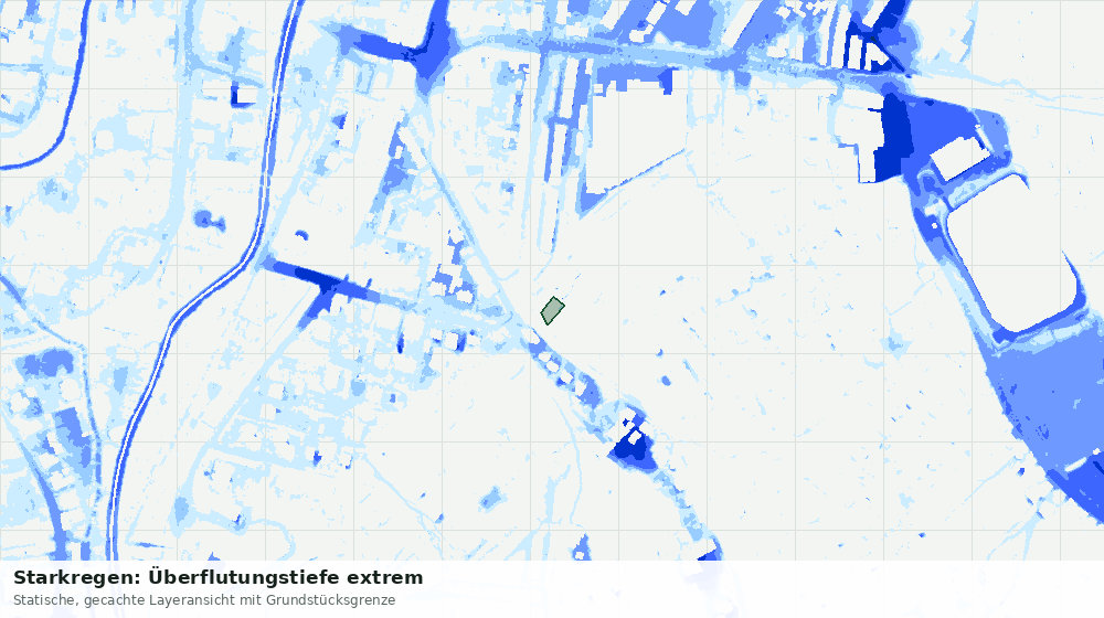 Statische Kartenansicht: Starkregen: Überflutungstiefe extrem