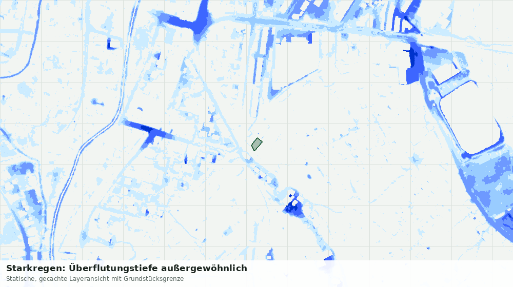 Statische Kartenansicht: Starkregen: Überflutungstiefe außergewöhnlich