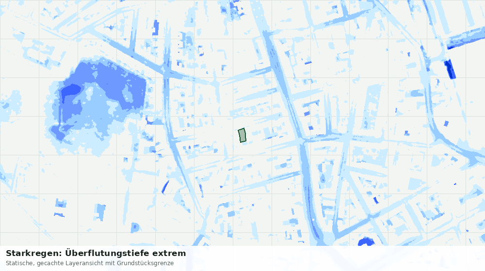 Statische Kartenansicht: Starkregen: Überflutungstiefe extrem