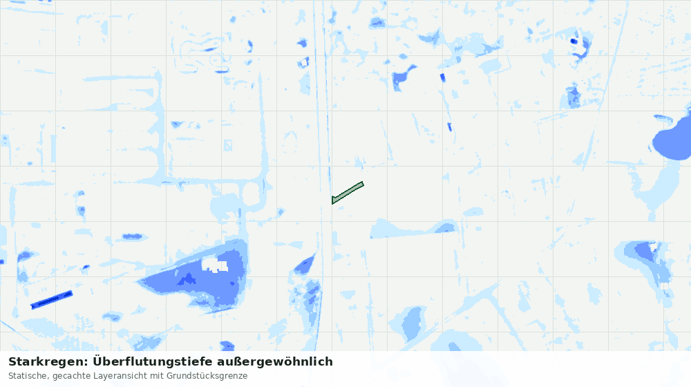Statische Kartenansicht: Starkregen: Überflutungstiefe außergewöhnlich