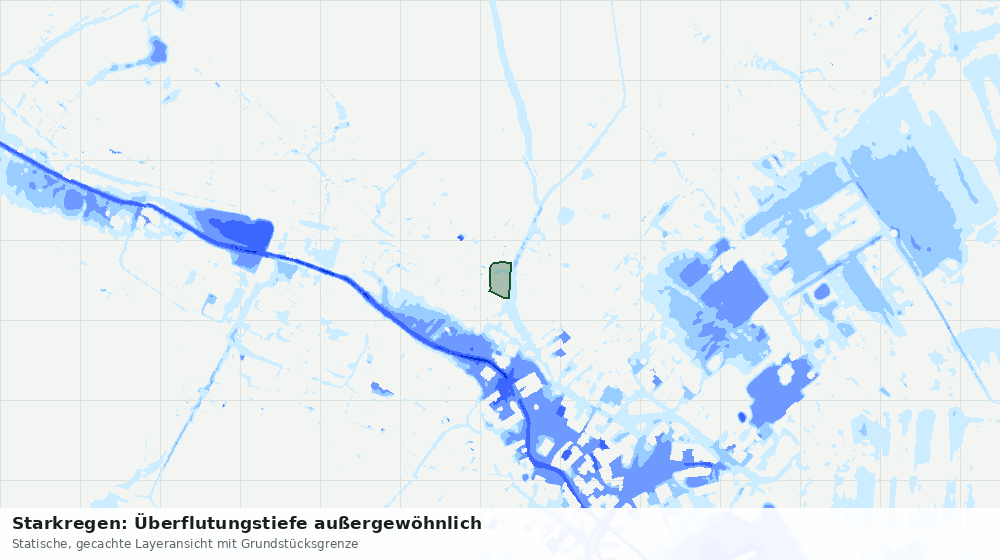 Statische Kartenansicht: Starkregen: Überflutungstiefe außergewöhnlich