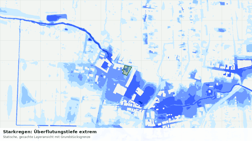 Statische Kartenansicht: Starkregen: Überflutungstiefe extrem