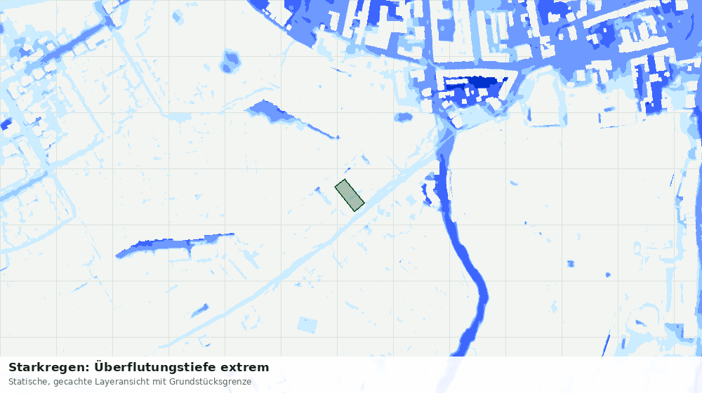 Statische Kartenansicht: Starkregen: Überflutungstiefe extrem