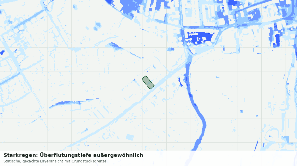 Statische Kartenansicht: Starkregen: Überflutungstiefe außergewöhnlich