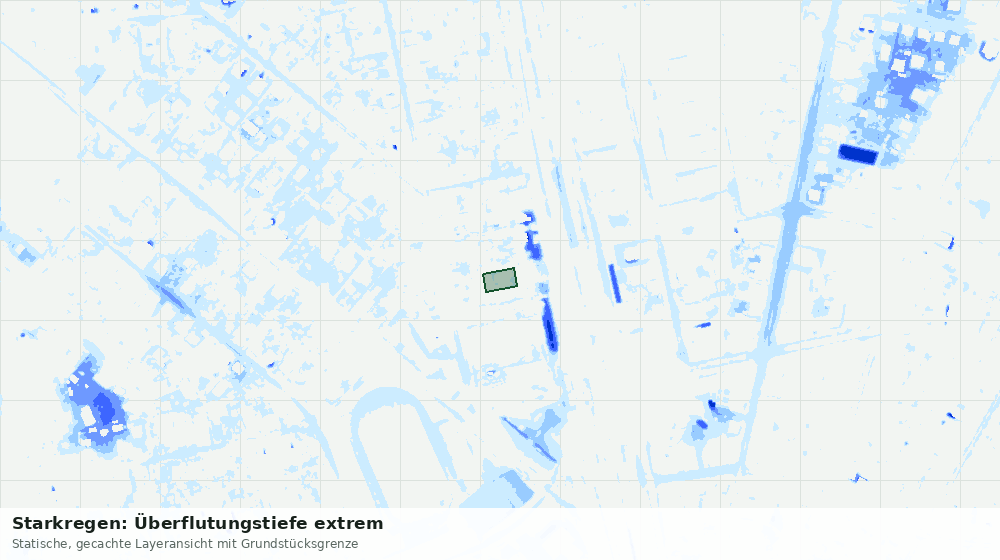 Statische Kartenansicht: Starkregen: Überflutungstiefe extrem