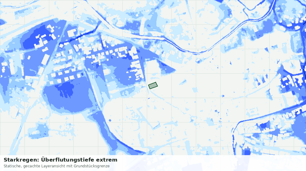Statische Kartenansicht: Starkregen: Überflutungstiefe extrem