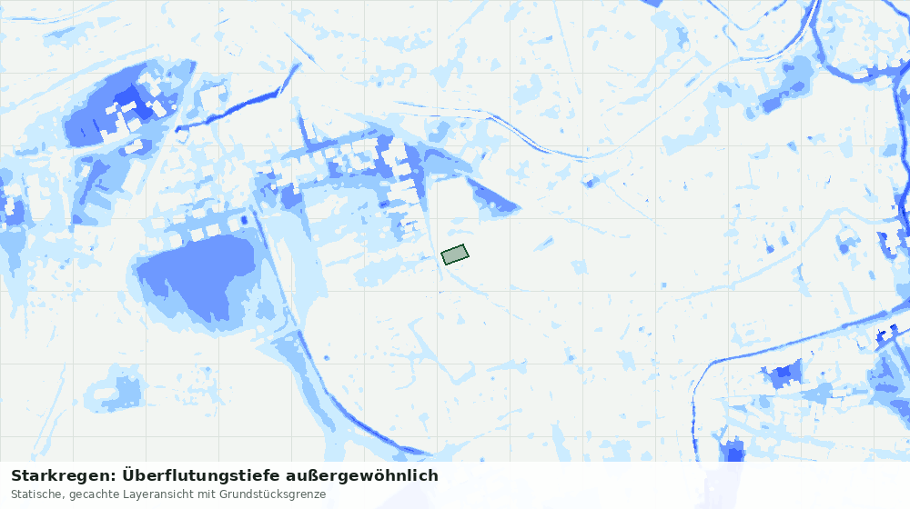 Statische Kartenansicht: Starkregen: Überflutungstiefe außergewöhnlich