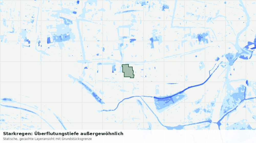 Statische Kartenansicht: Starkregen: Überflutungstiefe außergewöhnlich