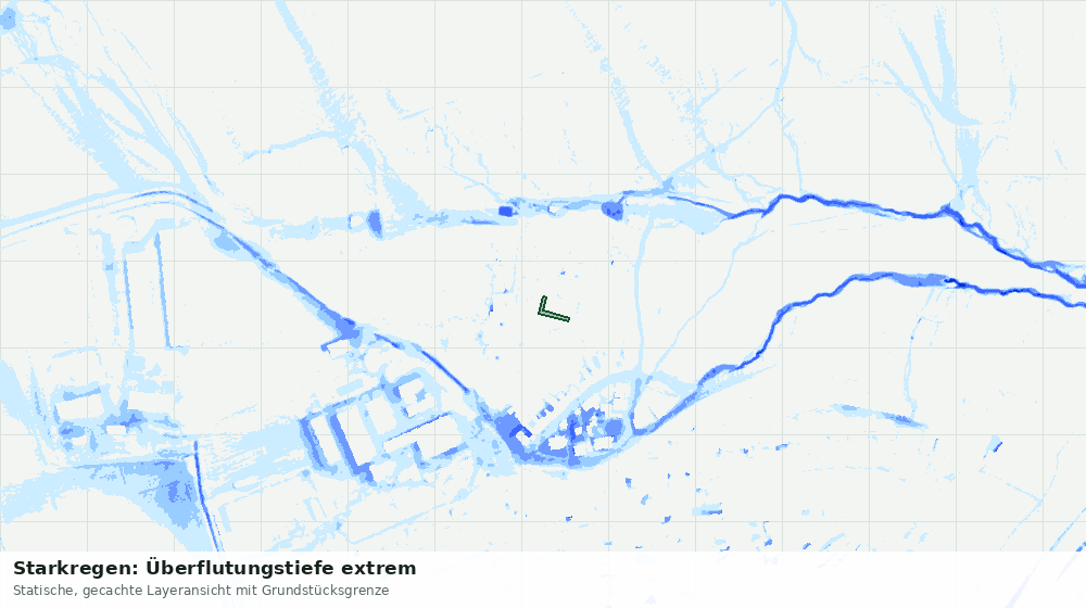 Statische Kartenansicht: Starkregen: Überflutungstiefe extrem