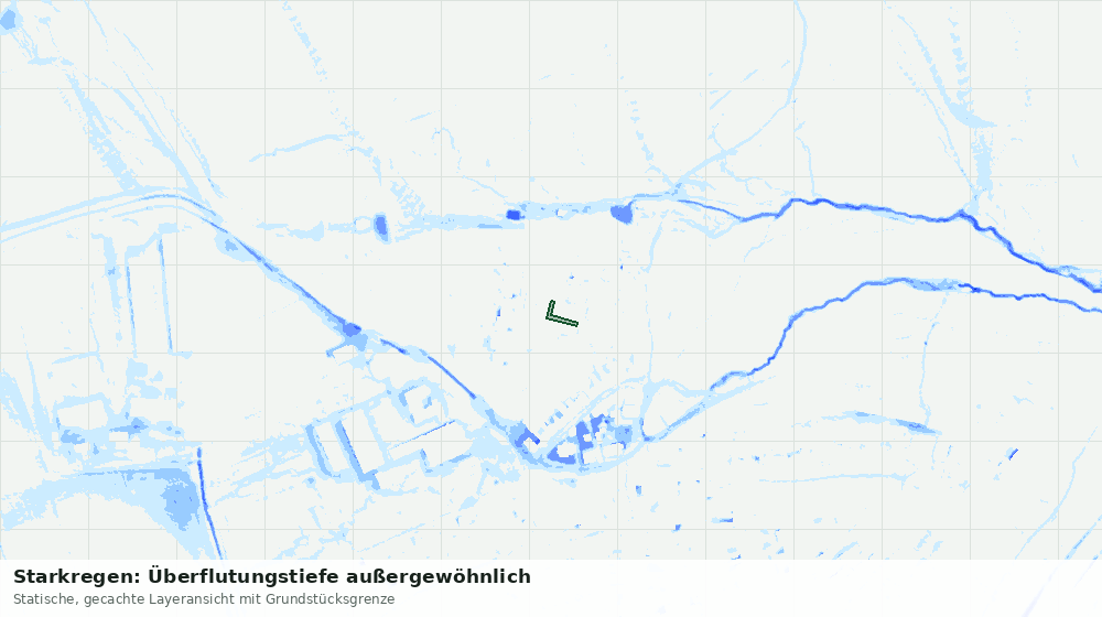 Statische Kartenansicht: Starkregen: Überflutungstiefe außergewöhnlich