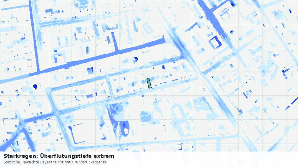 Statische Kartenansicht: Starkregen: Überflutungstiefe extrem