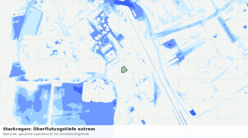 Statische Kartenansicht: Starkregen: Überflutungstiefe extrem