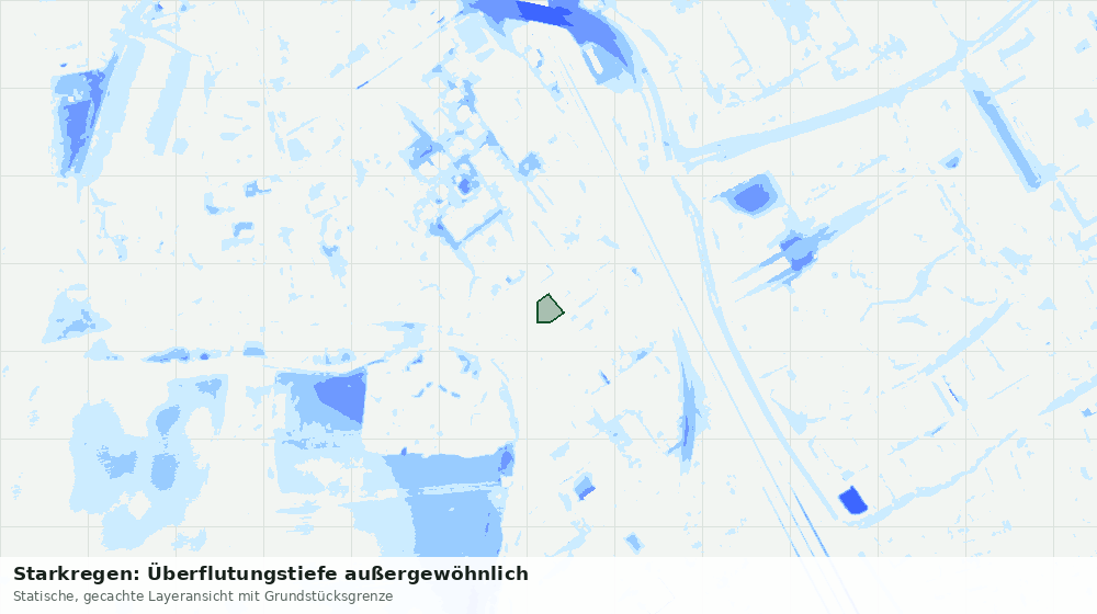 Statische Kartenansicht: Starkregen: Überflutungstiefe außergewöhnlich