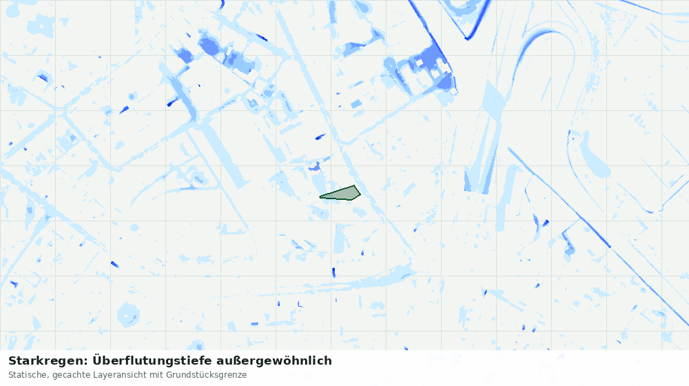 Statische Kartenansicht: Starkregen: Überflutungstiefe außergewöhnlich