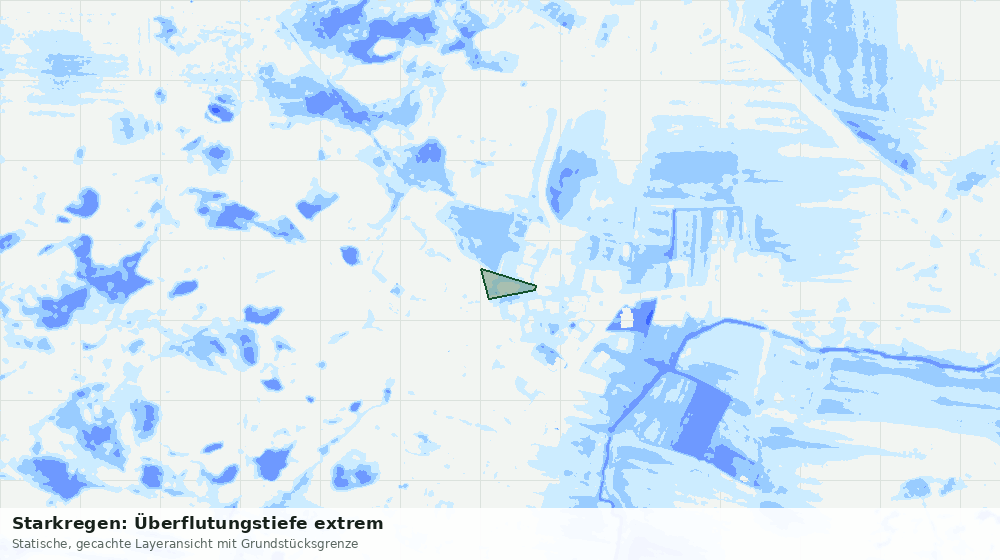 Statische Kartenansicht: Starkregen: Überflutungstiefe extrem