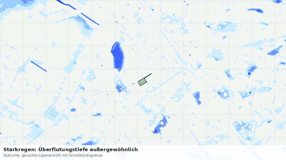 Statische Kartenansicht: Starkregen: Überflutungstiefe außergewöhnlich