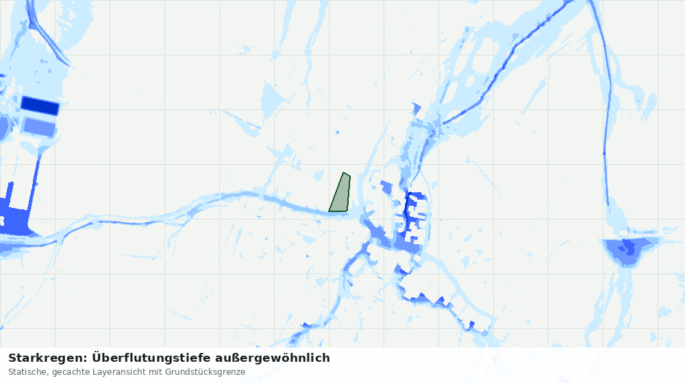 Statische Kartenansicht: Starkregen: Überflutungstiefe außergewöhnlich