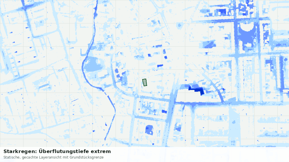 Statische Kartenansicht: Starkregen: Überflutungstiefe extrem