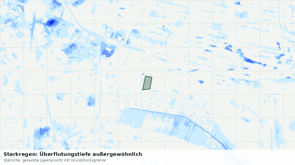 Statische Kartenansicht: Starkregen: Überflutungstiefe außergewöhnlich