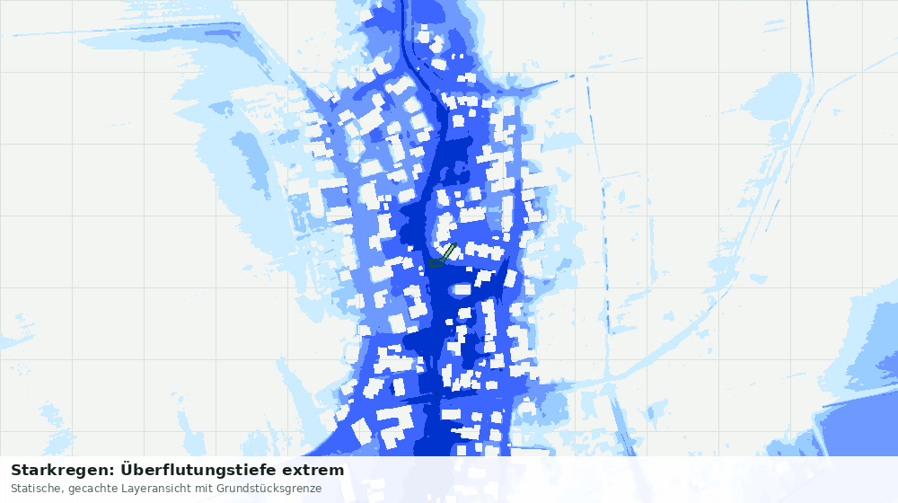 Statische Kartenansicht: Starkregen: Überflutungstiefe extrem