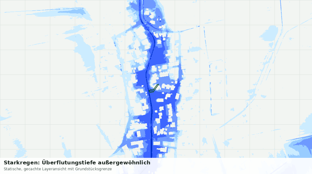 Statische Kartenansicht: Starkregen: Überflutungstiefe außergewöhnlich