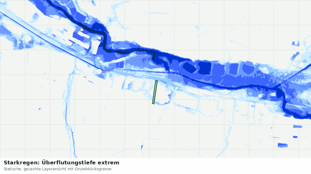 Statische Kartenansicht: Starkregen: Überflutungstiefe extrem