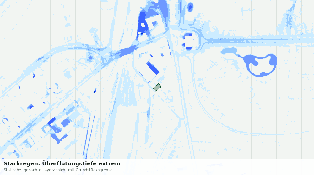 Statische Kartenansicht: Starkregen: Überflutungstiefe extrem