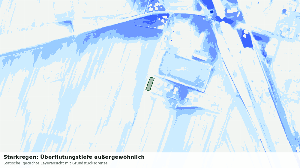 Statische Kartenansicht: Starkregen: Überflutungstiefe außergewöhnlich