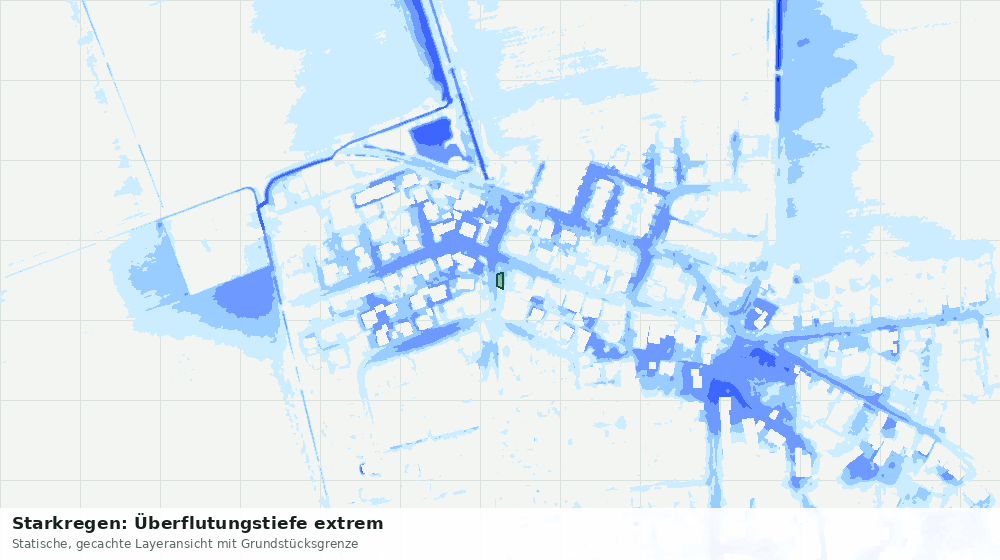 Statische Kartenansicht: Starkregen: Überflutungstiefe extrem