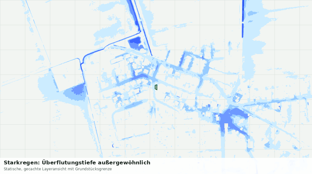 Statische Kartenansicht: Starkregen: Überflutungstiefe außergewöhnlich