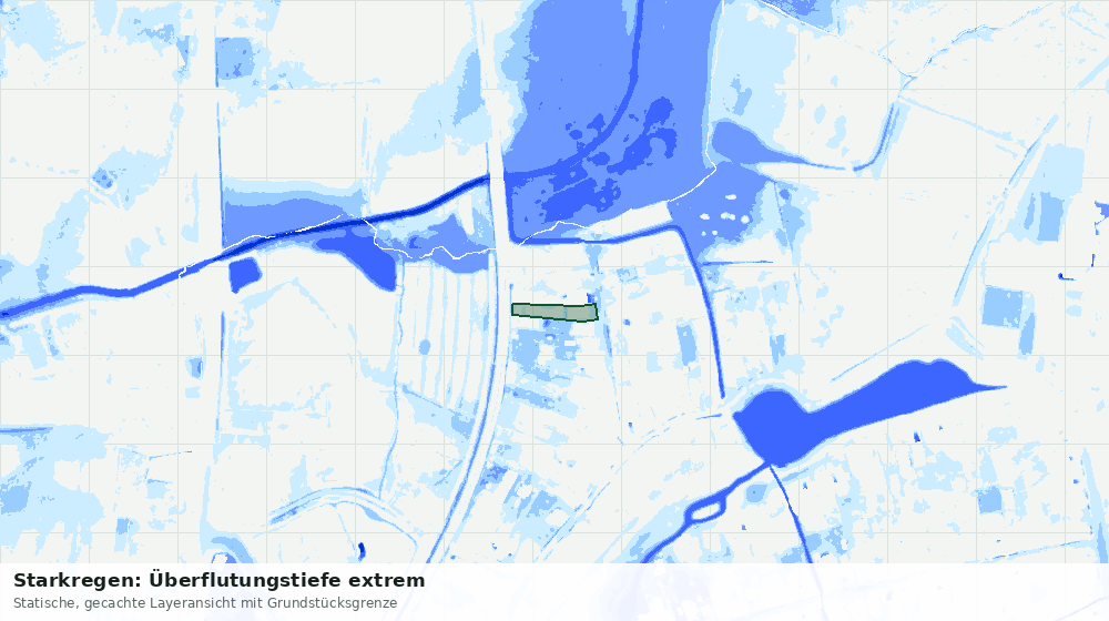 Statische Kartenansicht: Starkregen: Überflutungstiefe extrem