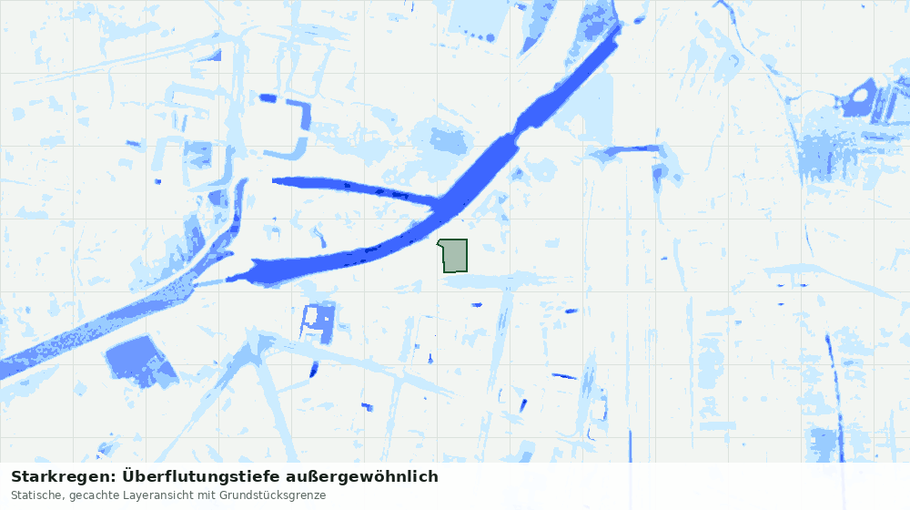 Statische Kartenansicht: Starkregen: Überflutungstiefe außergewöhnlich