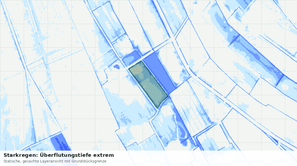Statische Kartenansicht: Starkregen: Überflutungstiefe extrem