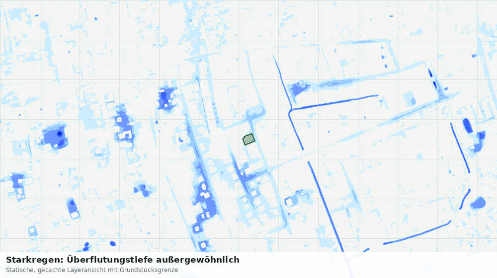Statische Kartenansicht: Starkregen: Überflutungstiefe außergewöhnlich