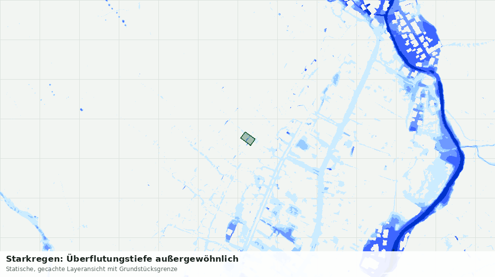Statische Kartenansicht: Starkregen: Überflutungstiefe außergewöhnlich