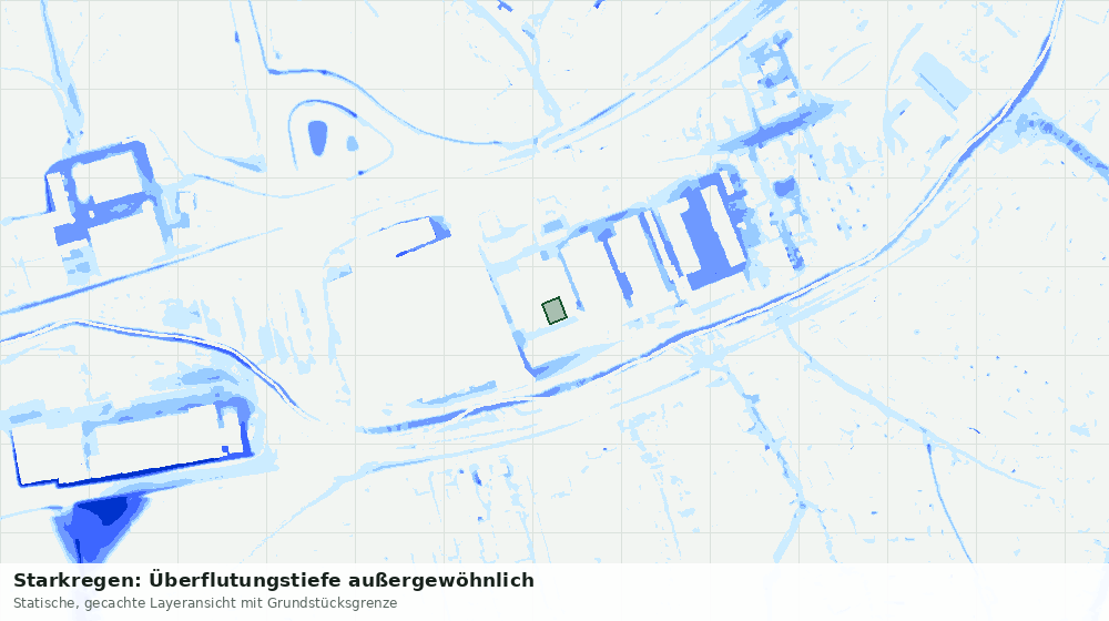 Statische Kartenansicht: Starkregen: Überflutungstiefe außergewöhnlich