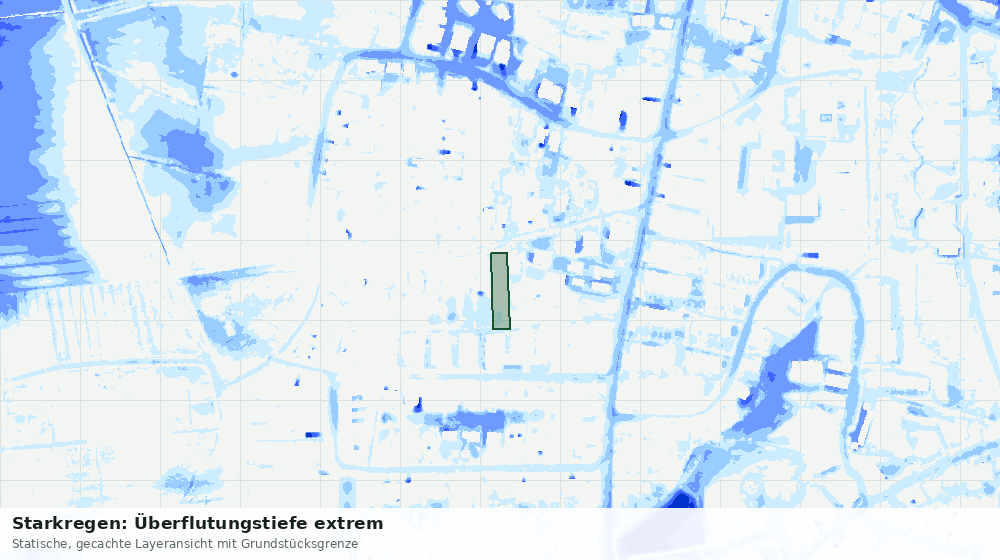 Statische Kartenansicht: Starkregen: Überflutungstiefe extrem