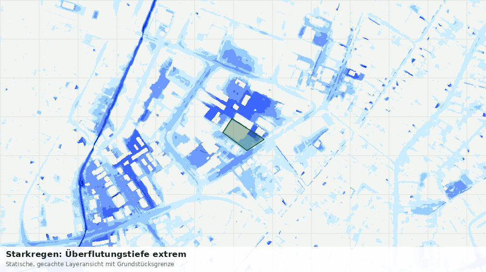 Statische Kartenansicht: Starkregen: Überflutungstiefe extrem