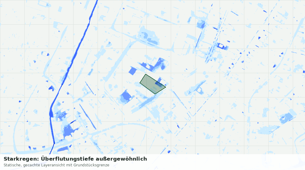 Statische Kartenansicht: Starkregen: Überflutungstiefe außergewöhnlich